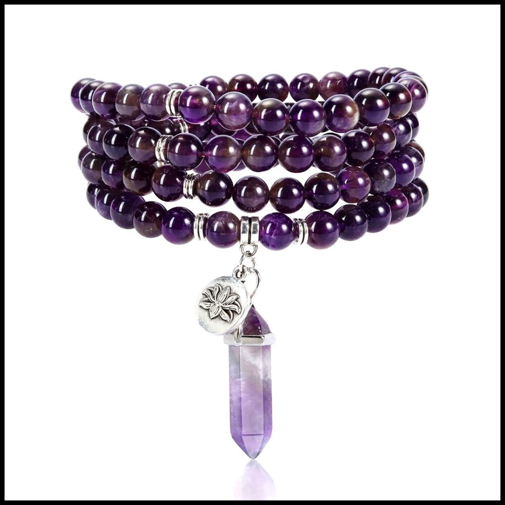 Natural Gemstone Stretch Bracelet Healing Crystal Mala Meditation Yoga Jewelry